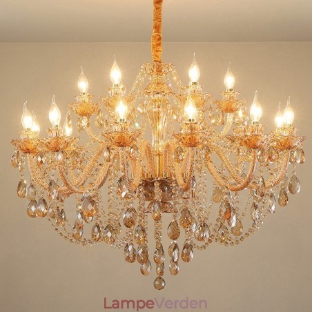 18 (12+6) Lys ravguld Elegant Krystal Lysekrone 18 (12+6) Lys ravguld Elegant Krystal Lysekrone