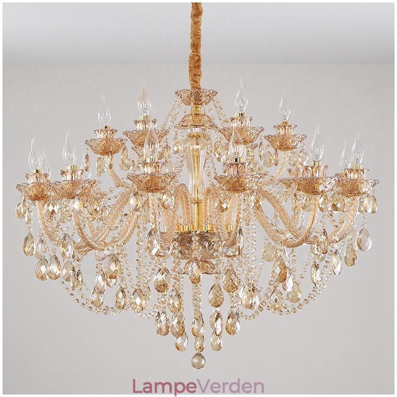 18 (12+6) Lys ravguld Elegant Krystal Lysekrone