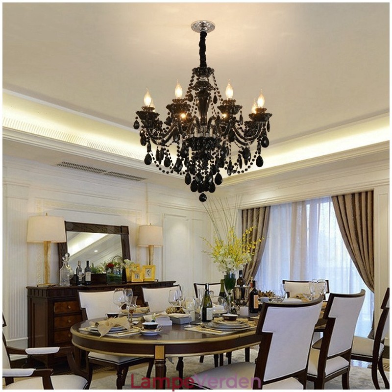 8 Lyse Sort Elegant Krystal Lysekrone