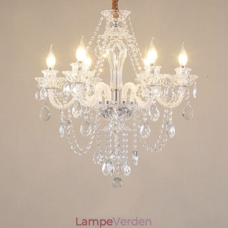 6 lys klare krystal stearinlys lysekrone Specialdesign med hvide arme 6 lys klare krystal stearinlys lysekrone Specialdesign med hvide arme