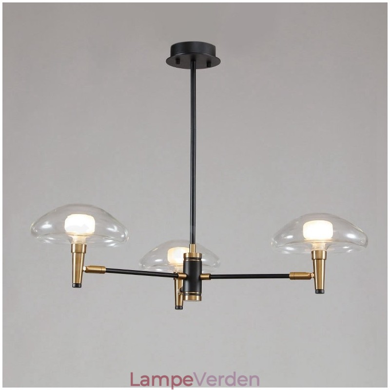 3 lys Mini Style Uplight galvaniseret malet lysekrone med glasskærme