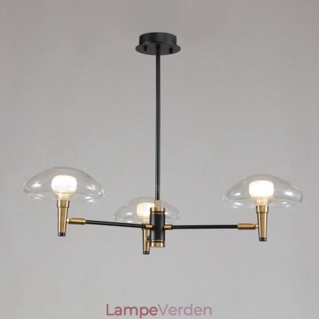 3 lys Mini Style Uplight galvaniseret malet lysekrone med glasskærme