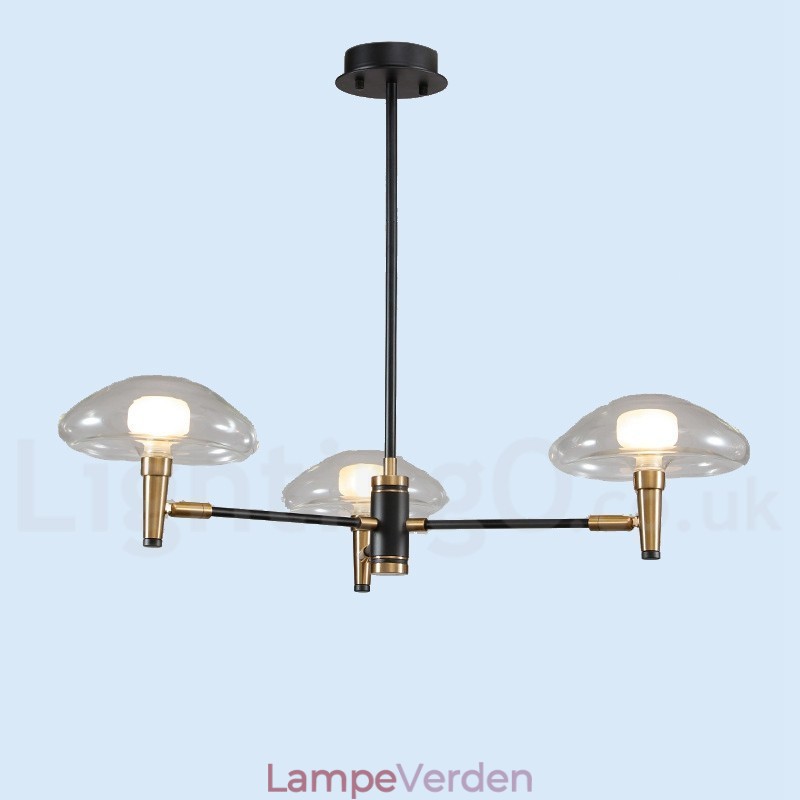 3 lys Mini Style Uplight galvaniseret malet lysekrone med glasskærme