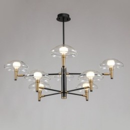 8 Light Uplight galvaniseret malet lysekrone med glasskærme