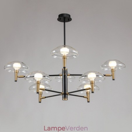 8 Light Uplight galvaniseret malet lysekrone med glasskærme 8 Light Uplight galvaniseret malet lysekrone med glasskærme
