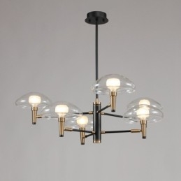 8 Light Uplight galvaniseret malet lysekrone med glasskærme