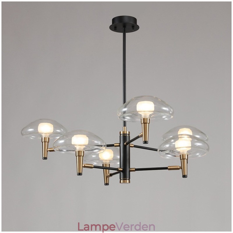 8 Light Uplight galvaniseret malet lysekrone med glasskærme