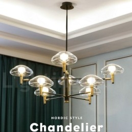 8 Light Uplight galvaniseret malet lysekrone med glasskærme