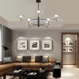 8 Light Uplight galvaniseret malet lysekrone med glasskærme