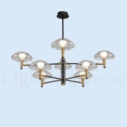 8 Light Uplight galvaniseret malet lysekrone med glasskærme
