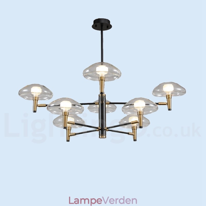 8 Light Uplight galvaniseret malet lysekrone med glasskærme