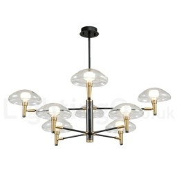 8 Light Uplight galvaniseret malet lysekrone med glasskærme