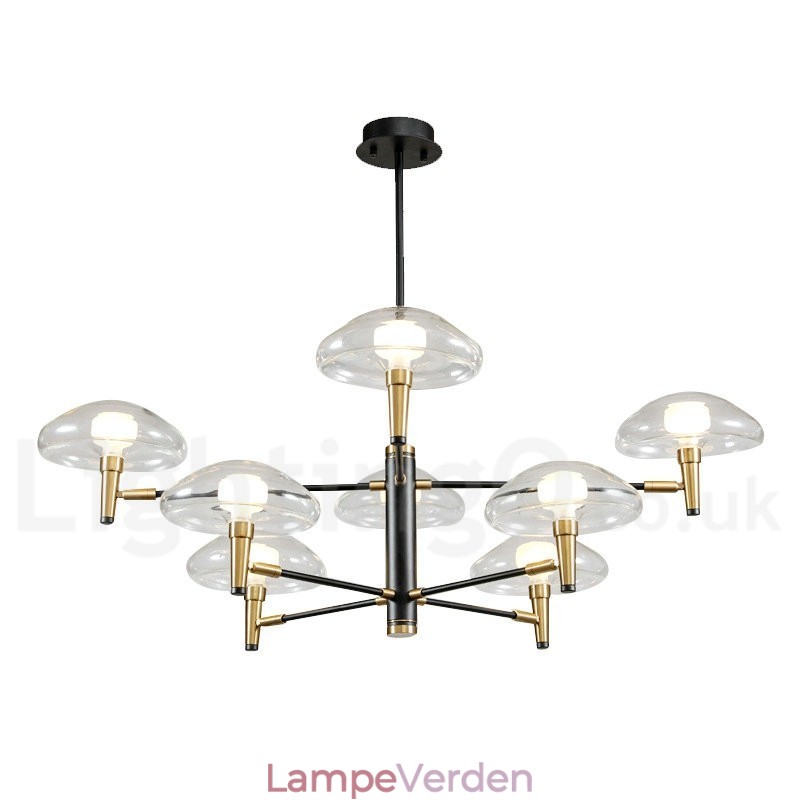 8 Light Uplight galvaniseret malet lysekrone med glasskærme