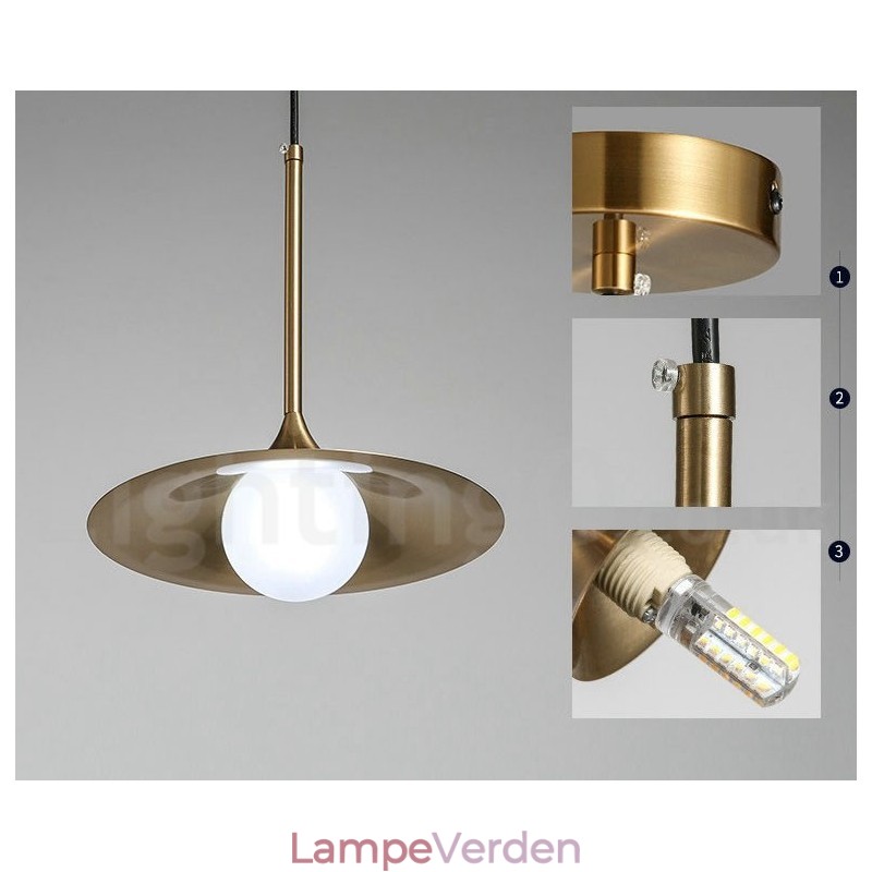 1 lys industriel stil guld mini stil galvaniseret malet pendel pendel med glasskærm