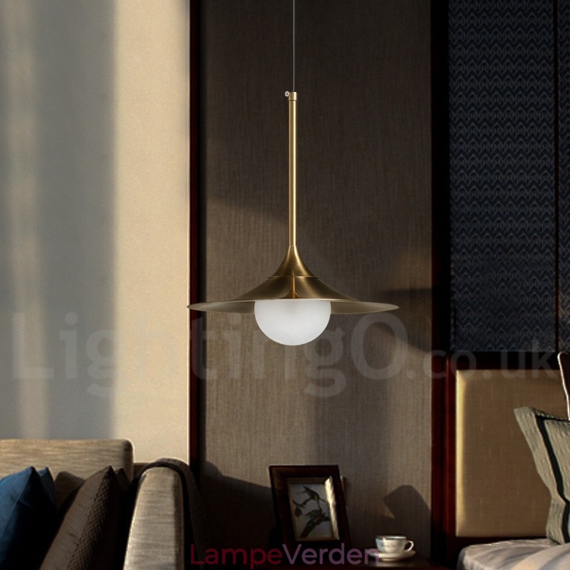 1 lys industriel stil guld mini stil galvaniseret malet pendel pendel med glasskærm
