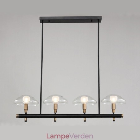 4 lys lineær uplight galvaniseret malet lysekrone med glasskærme