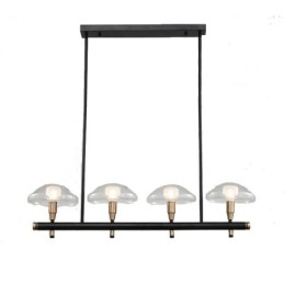 4 lys lineær uplight galvaniseret malet lysekrone med glasskærme