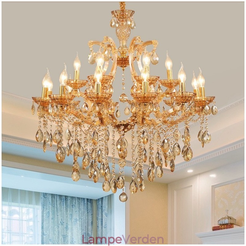 18 (12+6) Lyse rav krystal lysekrone