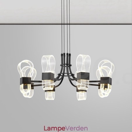 8 Light Nordic Post Modern 2021 designlysekrone med akrylskærme 8 Light Nordic Post Modern 2021 designlysekrone med akrylskærme