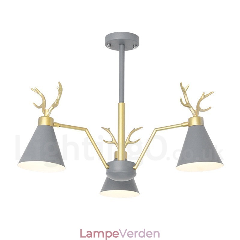 3 Light Nordic Macaron Modern Antlers Lysekrone