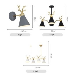 3 Light Nordic Macaron Modern Antlers Lysekrone