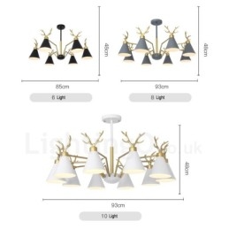 3 Light Nordic Macaron Modern Antlers Lysekrone