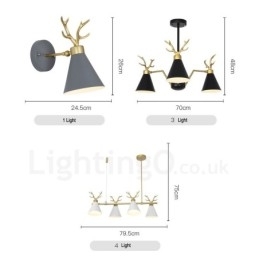 4 Light Nordic Macaron Modern Antlers Lysekrone