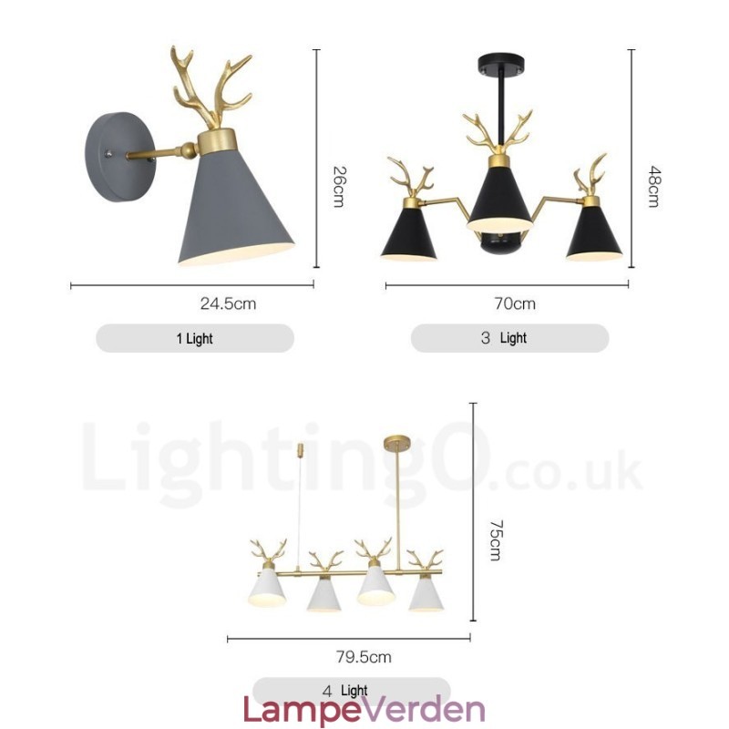 4 Light Nordic Macaron Modern Antlers Lysekrone