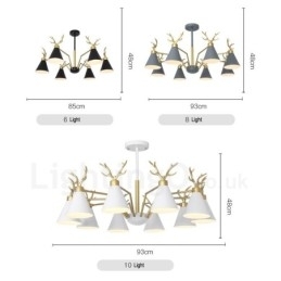 4 Light Nordic Macaron Modern Antlers Lysekrone