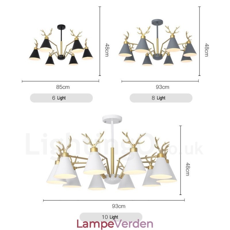 4 Light Nordic Macaron Modern Antlers Lysekrone
