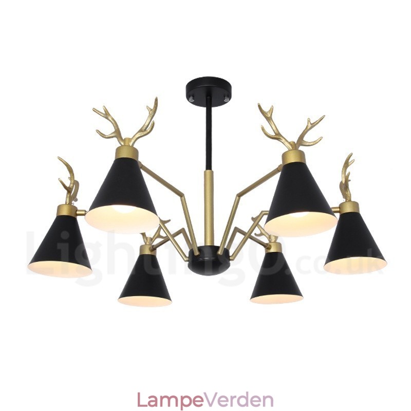 6 Light Nordic Macaron Modern Antlers Lysekrone