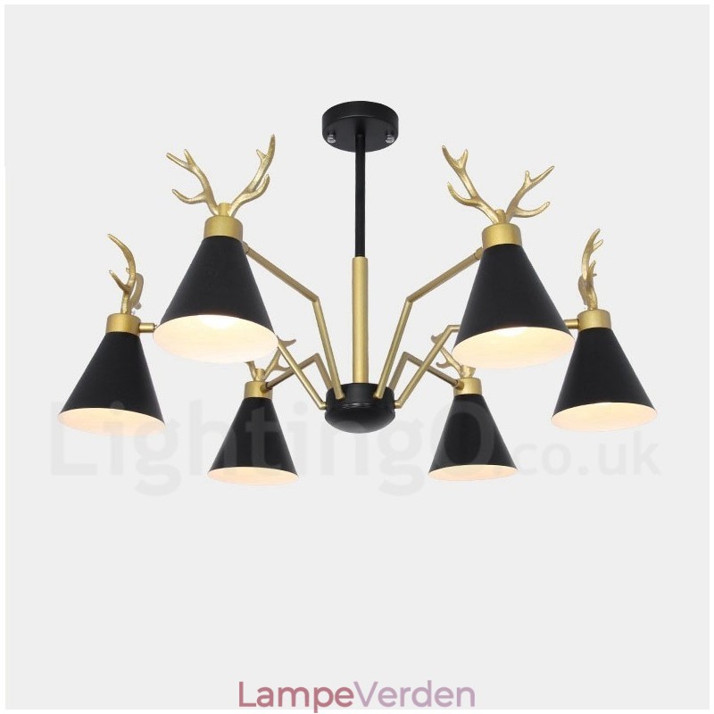 6 Light Nordic Macaron Modern Antlers Lysekrone
