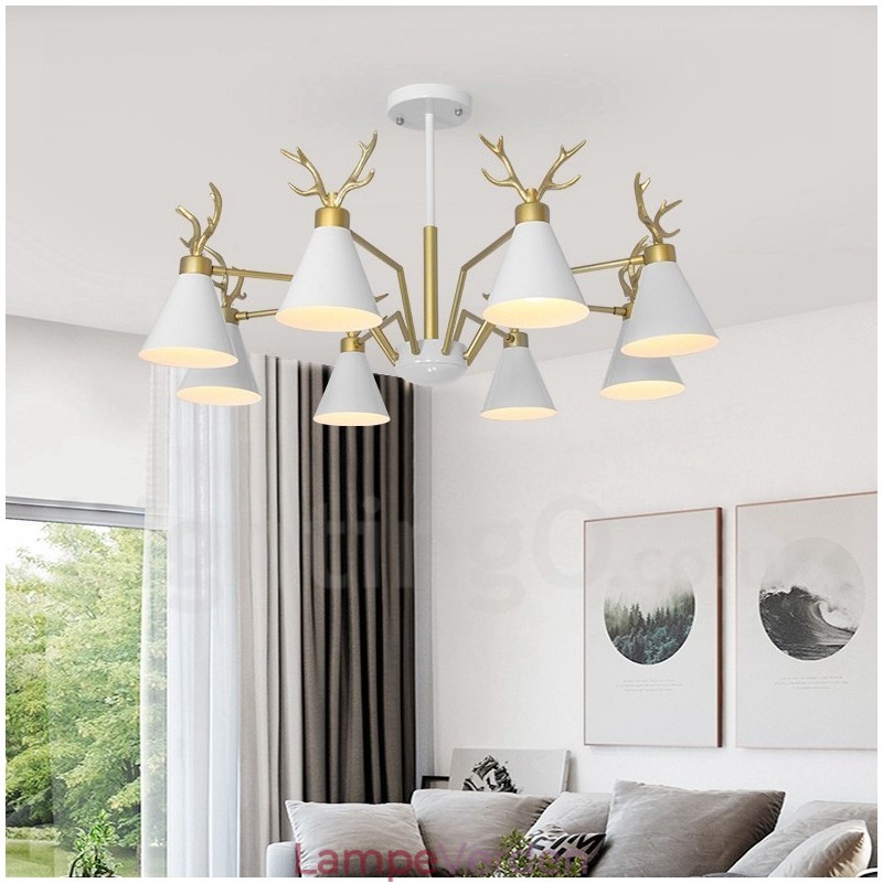 8 Light Nordic Macaron Modern Antlers Lysekrone