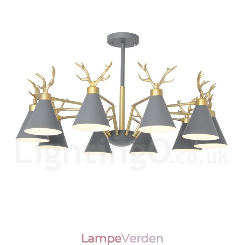 10 Light Nordic Macaron Modern Antlers Lysekrone