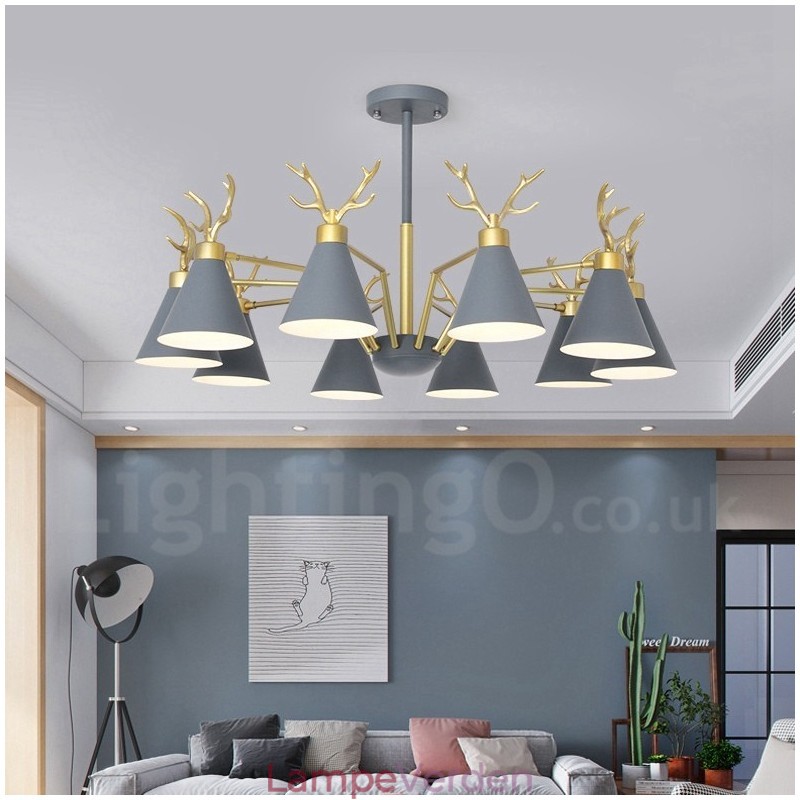 10 Light Nordic Macaron Modern Antlers Lysekrone