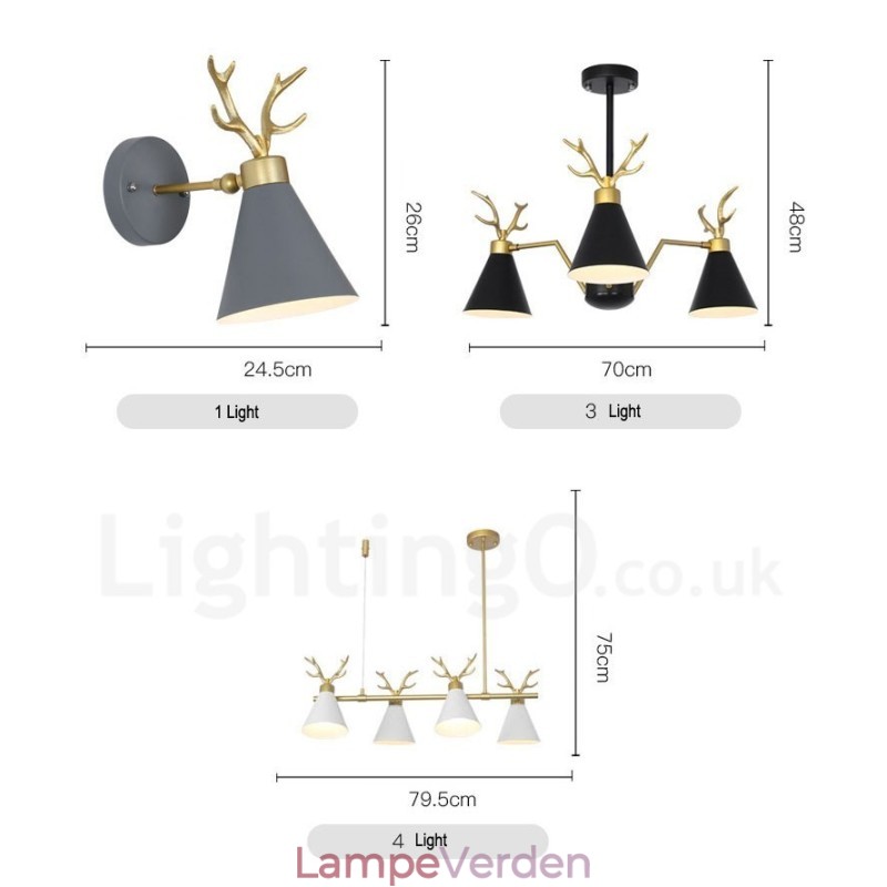 10 Light Nordic Macaron Modern Antlers Lysekrone