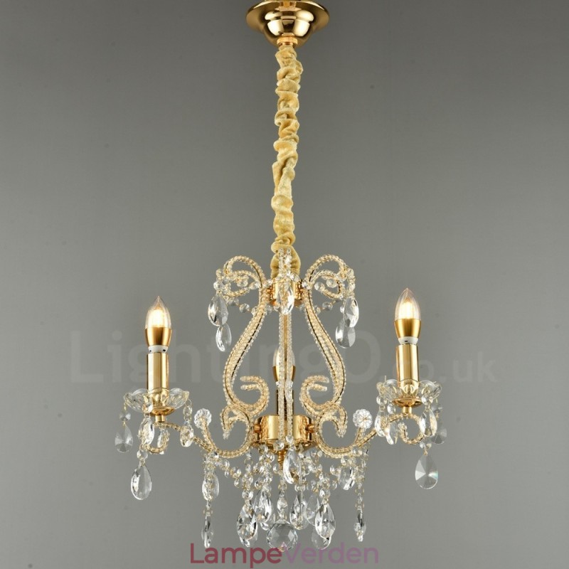 3 lys guld sølv amerikansk stil Crystal Pendant lysekrone Light Store