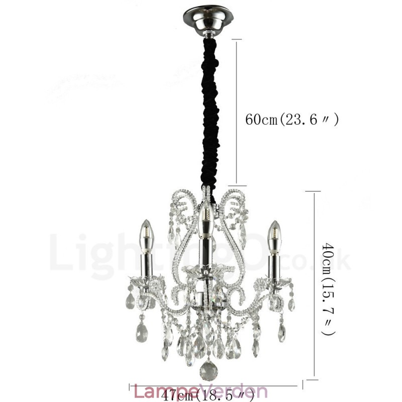 3 lys guld sølv amerikansk stil Crystal Pendant lysekrone Light Store