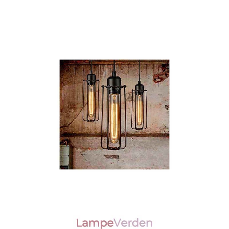 Lysekrone Mini Style Rustik Lodge Retro Metal 3 lys Pendel Light