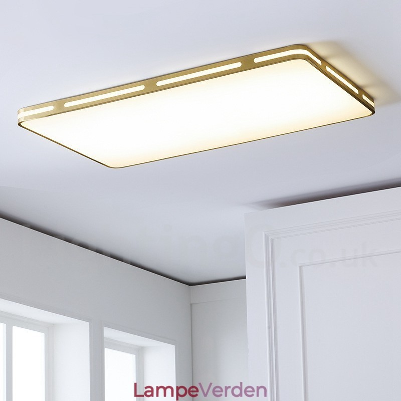 Ultratyndt rektangel Moderne moderne nordisk stil Flush Mount messing loftslamper med akrylskærm kan også bruges som væglampe