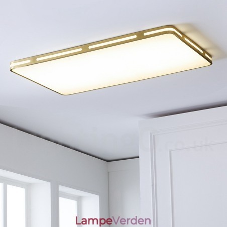 Ultratyndt rektangel Moderne moderne nordisk stil Flush Mount messing loftslamper med akrylskærm kan også bruges som væglampe Ultratyndt rektangel Moderne moderne nordisk stil Flush Mount messing loftslamper med akrylskærm kan også bruges som væglampe