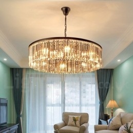 Postmoderne Luksus Runde K9 Crystal Pendant Lysekrone Lights Exhibition Hall