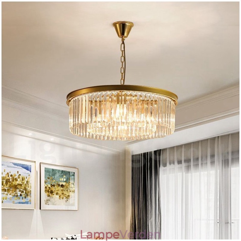 Postmoderne Luksus Runde K9 Crystal Pendant Lysekrone Lights Exhibition Hall