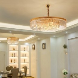 Postmoderne Luksus Runde K9 Crystal Pendant Lysekrone Lights Exhibition Hall
