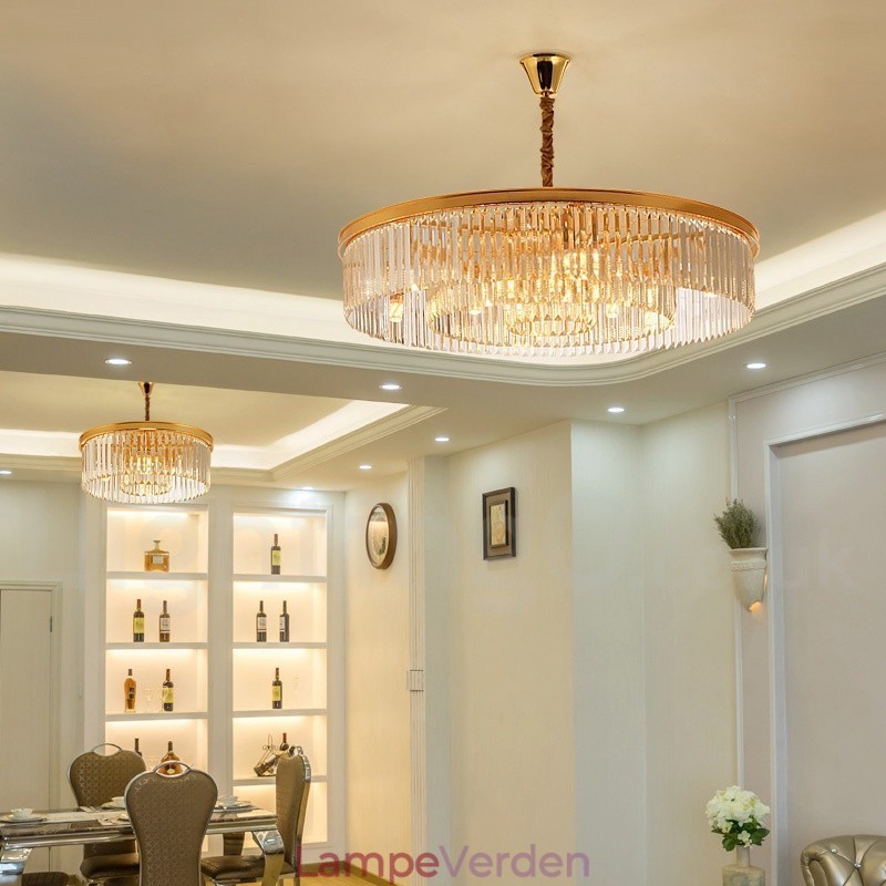Postmoderne Luksus Runde K9 Crystal Pendant Lysekrone Lights Exhibition Hall