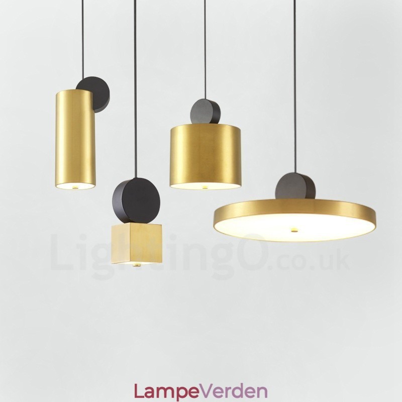 4 stilarter guld sort postmoderne pendel