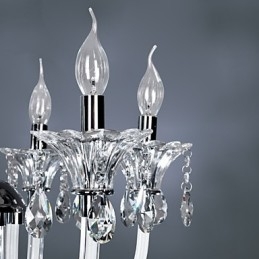 Elegant krystallysekrone med 6 lys i stearinlys