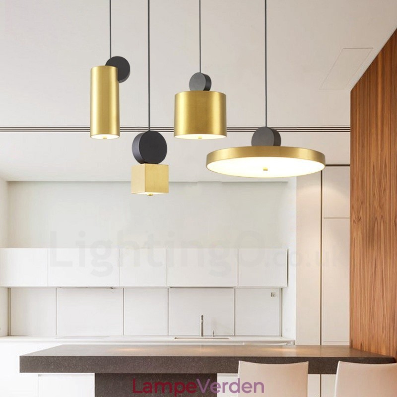 4 stilarter guld sort postmoderne pendel
