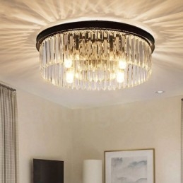Postmoderne Luksus Rund K9 Krystal Flush Mount Loftslys udstillingshal