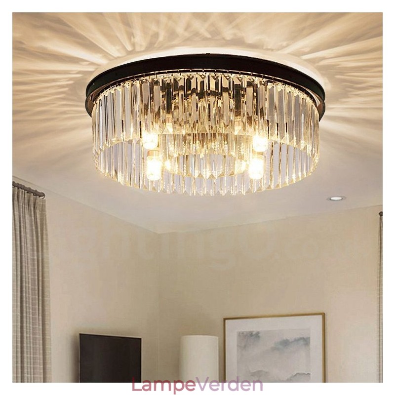 Postmoderne Luksus Rund K9 Krystal Flush Mount Loftslys udstillingshal